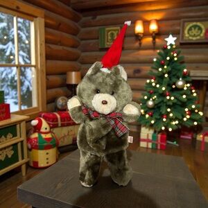 Vintage Fairview Teddy Bear Christmas Stocking Plush Kangaroo Pouch Plaid Bow